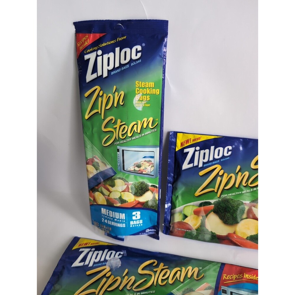 Lot Ziploc Zip’N Steam Bags 29 Steam Cooking Microwave Discontinued Vtg - Picture 5 of 6
